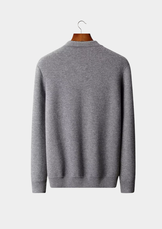 Pure Extra-Fine Merino Wool Polo Zip Cardigan