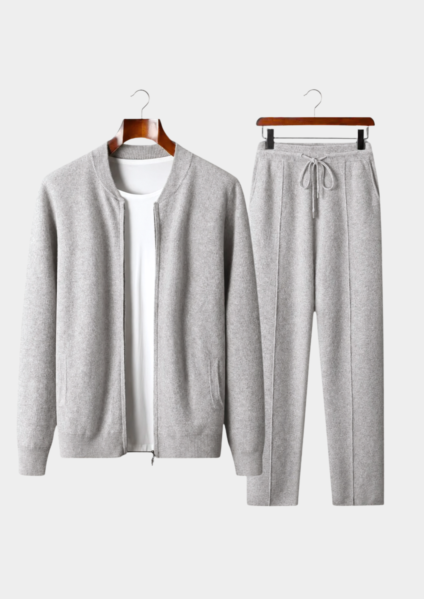 Pure Extra-Fine Merino Wool Light Gray Falconi Set