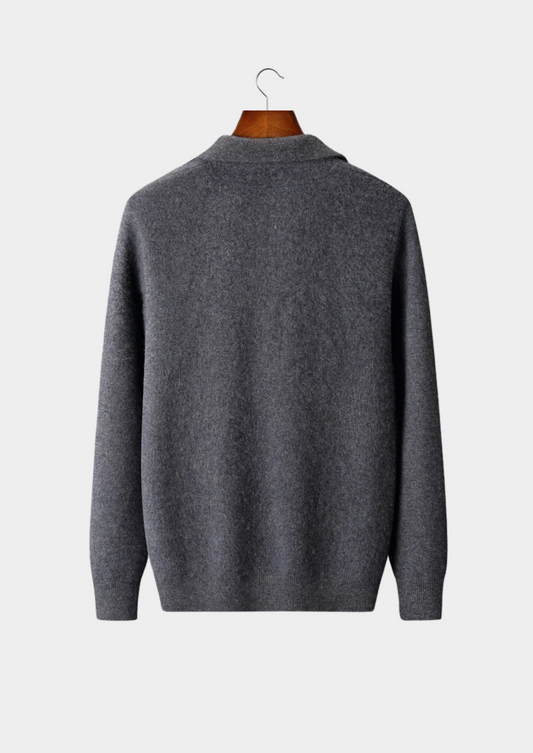 Premium Cashmere Zip Polo Cardigan