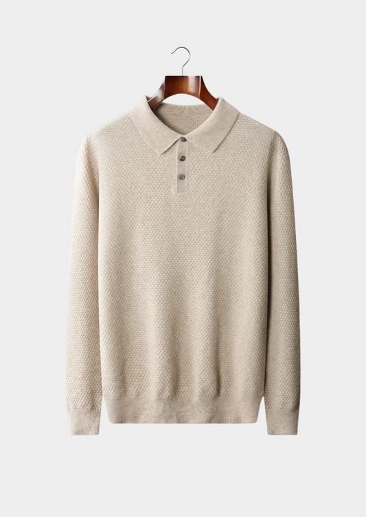 Premium Cashmere Textured Sweater Polo