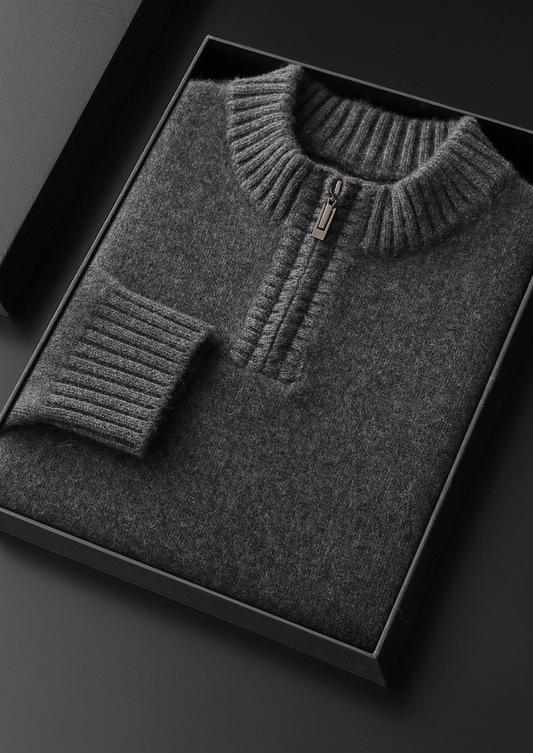 Pure Cashmere Dark Gray Half Zip Sweater