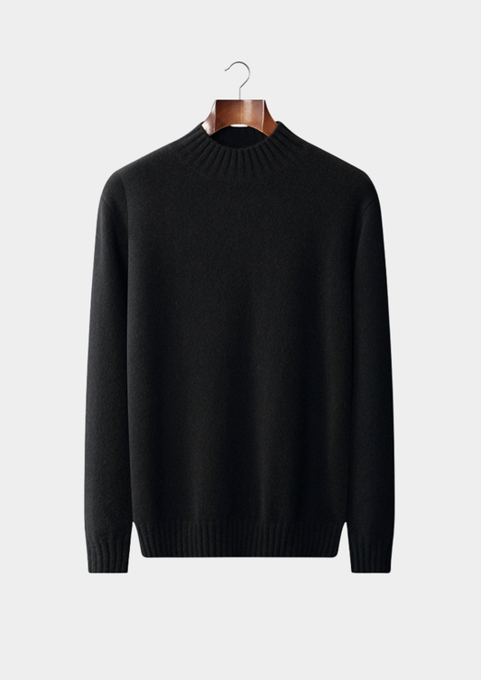 Pure Cashmere Black Mockneck Sweater