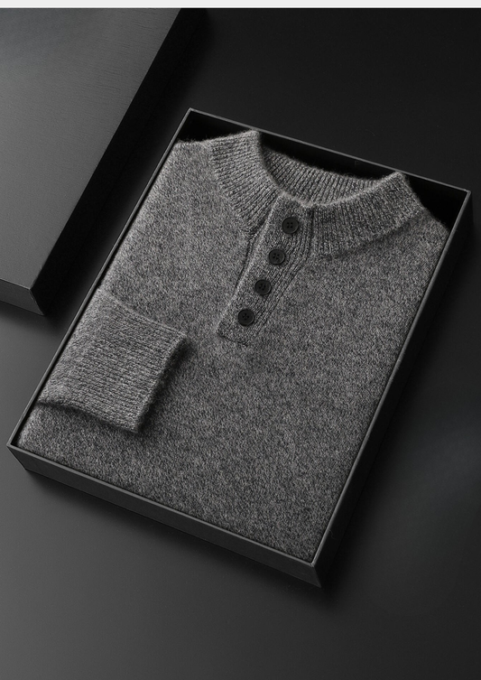 Pure Cashmere Light Gray Button Sweater