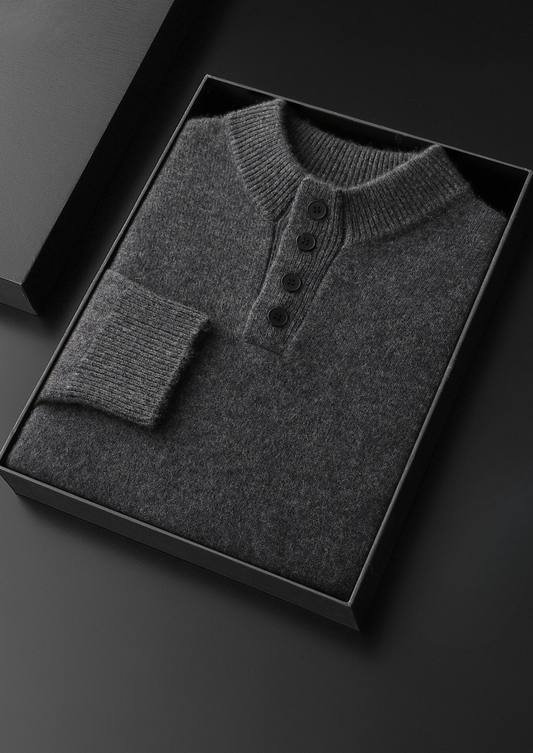 Pure Cashmere Dark Gray Button Sweater